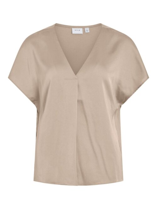 VILA VIELLETTE V-NECK S/S SATIN TO