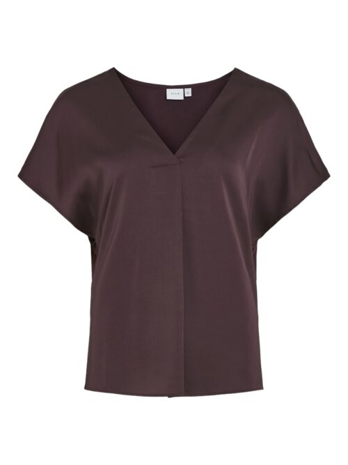 VILA VIELLETTE V-NECK S/S SATIN TO