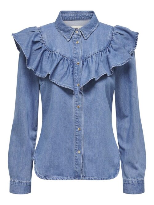 only ONLINDIGO LS FRILL DNM SHIRT QYT NO