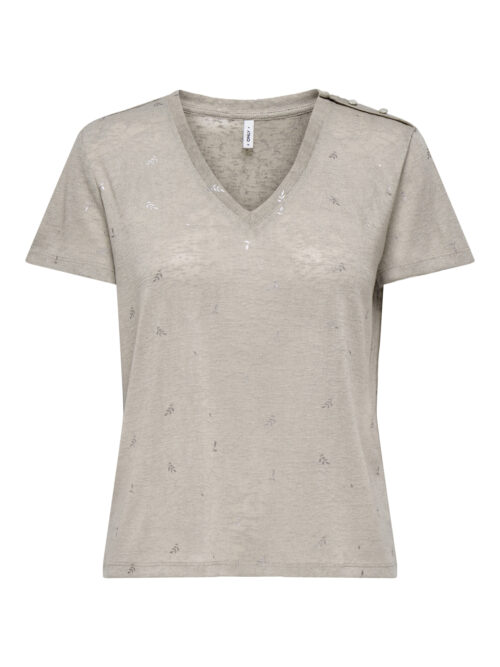 only ONLSTEPHI S/S AOP V-NECK TOP JRS