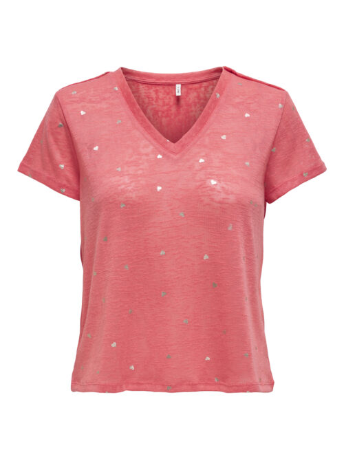 only ONLSTEPHI S/S AOP V-NECK TOP JRS