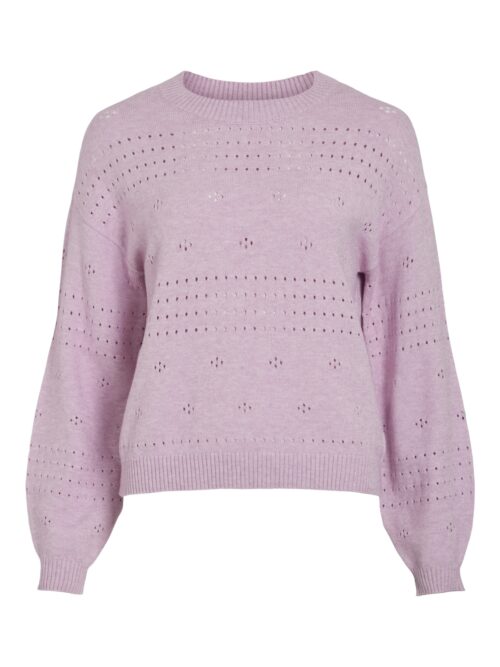 VILA VIRIL L/S O-NECK POINTELLE KNIT TOP