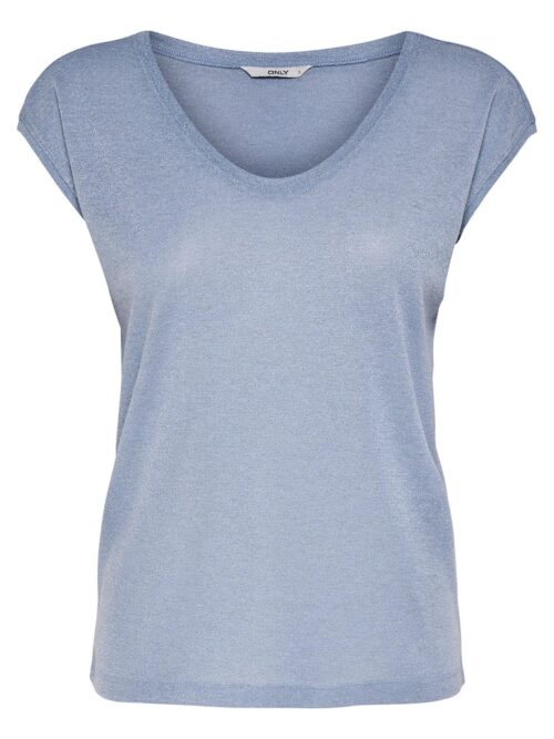 only ONLSILVERY S/S V NECK LUREX TOP JRS