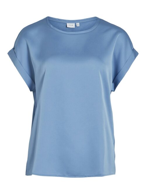 VILA VIELLETTE S/S SATIN TOP - NOOS