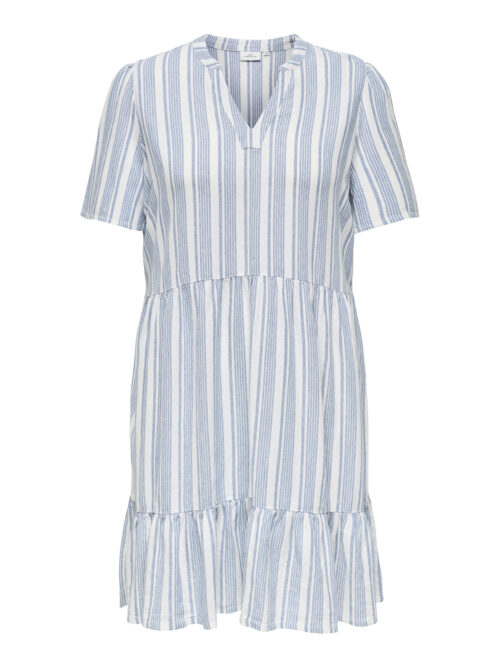 ONLY CARMAKOMA CARTIRI-CARO S/S V-NECK LIN DRESS