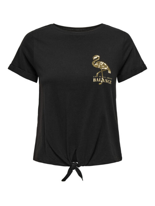 only ONLDORA S/S KNOT FOLD-UP TOP JRS