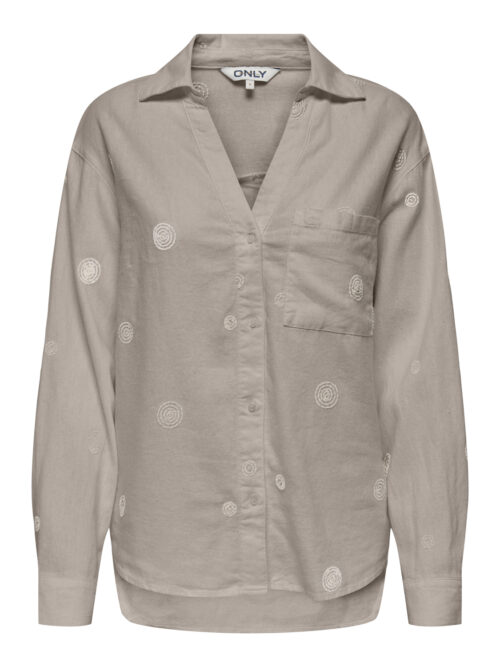 only ONLCARO L/S LINEN BL EMB SHIRT CC P