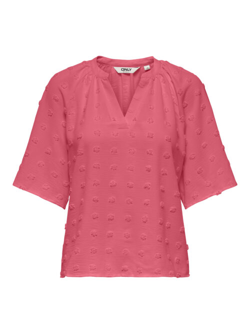 only ONLIVANA LIFE 34 DOBBY V-NECK TOP W