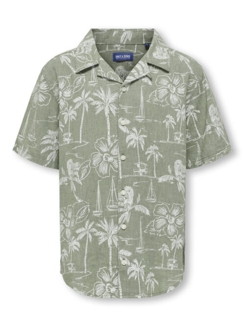 ONLY & SONS KIDS OSJCAIDEN SS RESORT AOP LINEN WVN