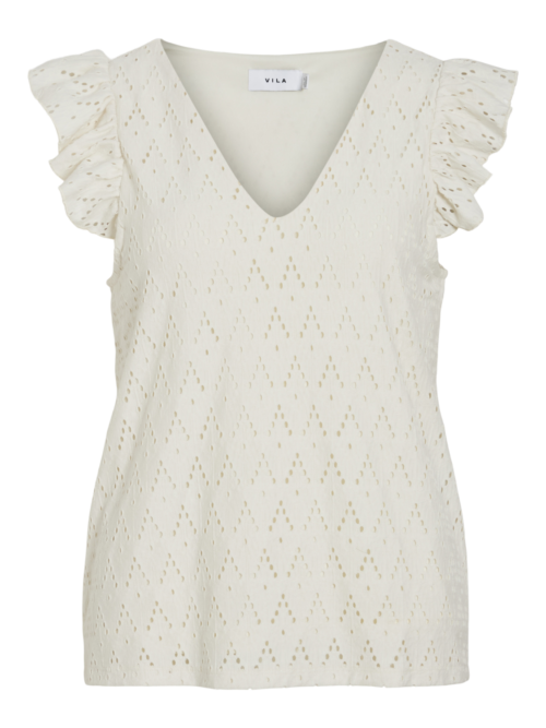 VILA VIAMALINA V-NECK C/S TOP/PB