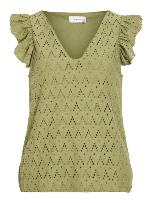 VILA VIAMALINA V-NECK C/S TOP/PB