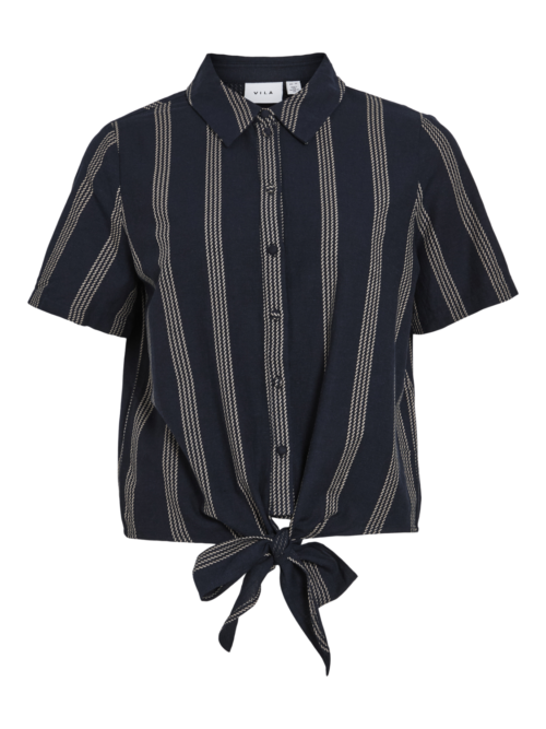 VILA VIPRISILLA PRINT S/S KNOT SHIRT/1