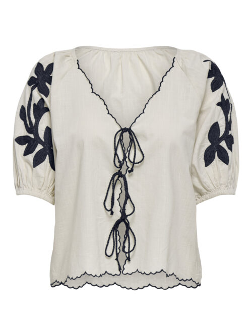 JDY JDYFILUCA 2/4 EMBROIDERY TIE TOP WV