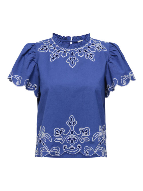 JDY JDYVERA S/S EMBROIDERY TOP WVN EXP