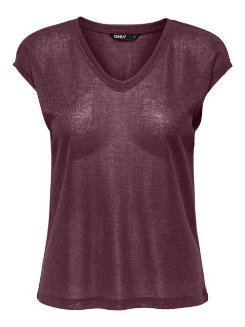 only ONLSILVERY S/S V NECK LUREX TOP JRS