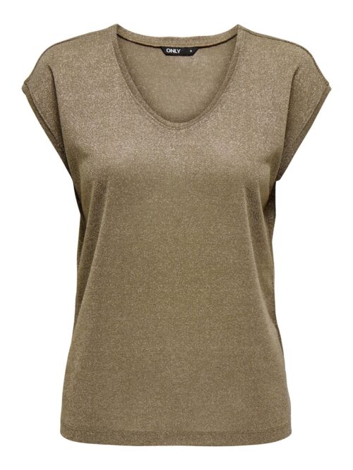 only ONLSILVERY S/S V NECK LUREX TOP JRS