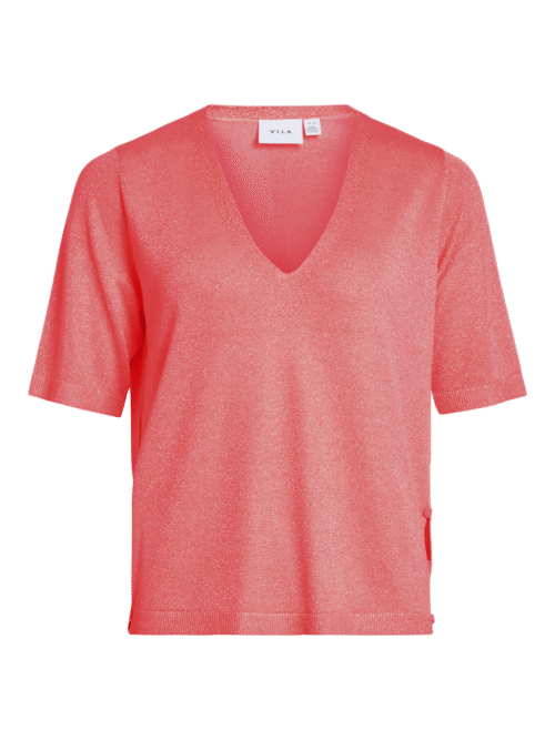 VILA VIANTA V-NECK 2/4 GLITTER KNIT TOP