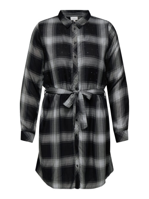 ONLY CARMAKOMA CARRILEY LIFE LS RHINEST CHECK DRES