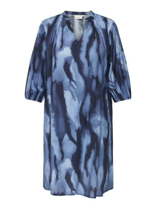 ONLY CARMAKOMA CARTEMPI 3/4 V-NECK DRESS AOP