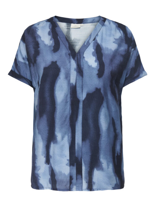 ONLY CARMAKOMA CARTEMPI SS V-NECK TOP AOP