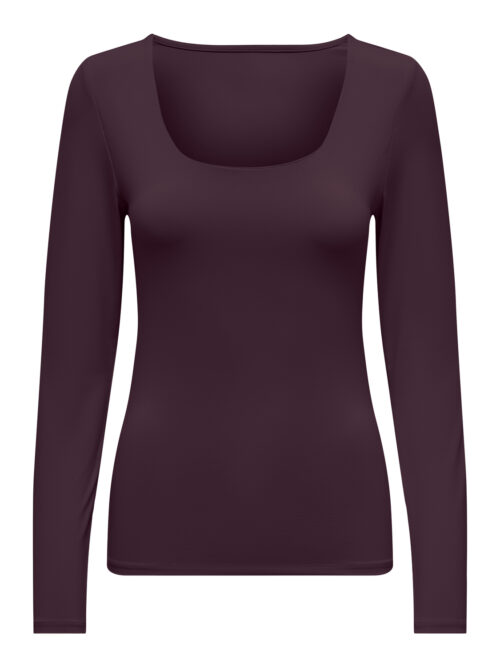 only ONLEA L/S 2-WAY DEEP NECK TOP JRS N