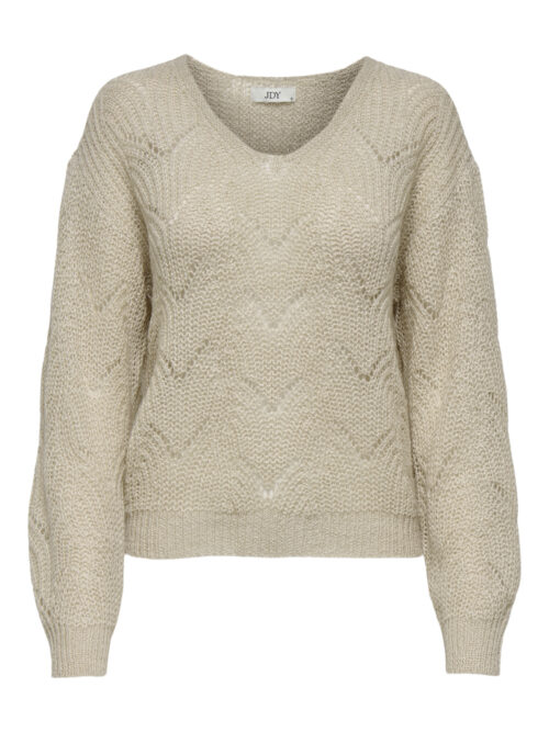 JDY JDYBADUT L/S V-NECK STRUC GLITT PUL