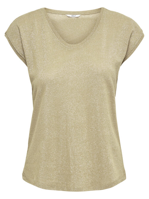 only ONLSILVERY S/S V NECK LUREX TOP JRS