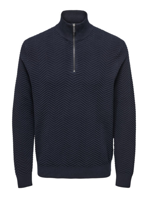 ONLY & SONS ONSMACE REG HERRINGBONE HALF ZIP KN