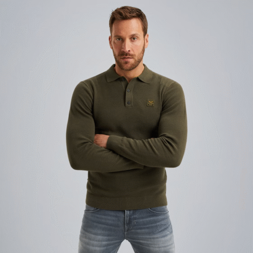 PME Long sleeve polo structure knit