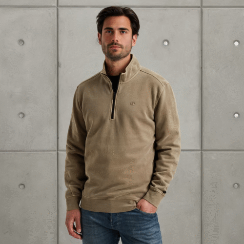 Cast Iron Half zip collar regular fit peache