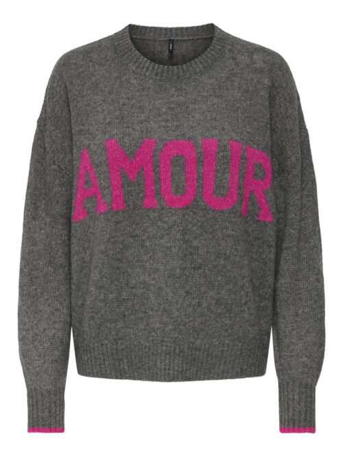 only ONLNEW AMOUR LS TEXT O-NECK CS KNT