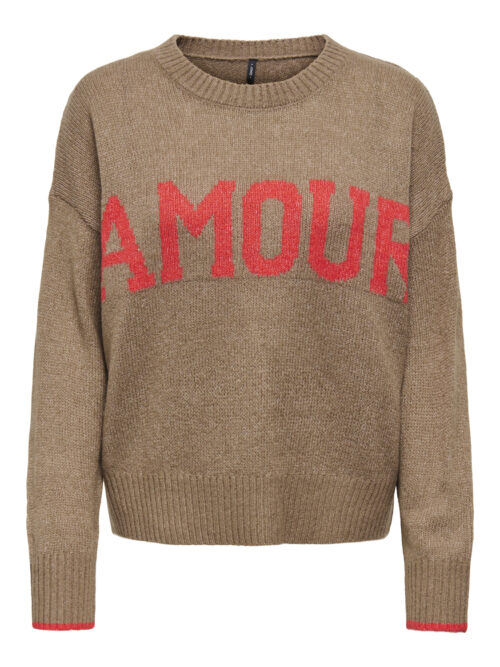 only ONLNEW AMOUR LS TEXT O-NECK CS KNT
