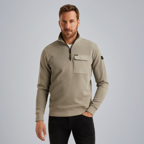 PME Half zip collar knit look jersey