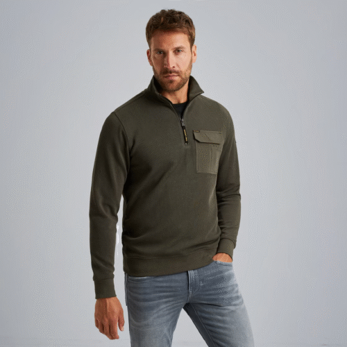 PME Half zip collar knit look jersey