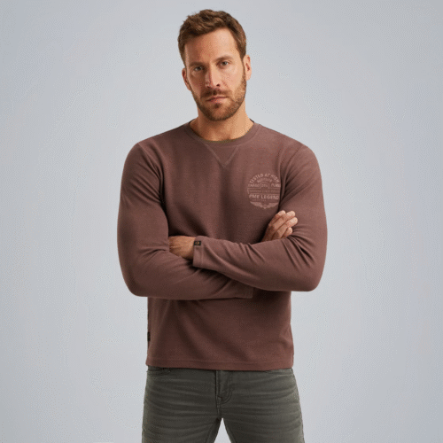 PME Long sleeve r-neck structured piqu