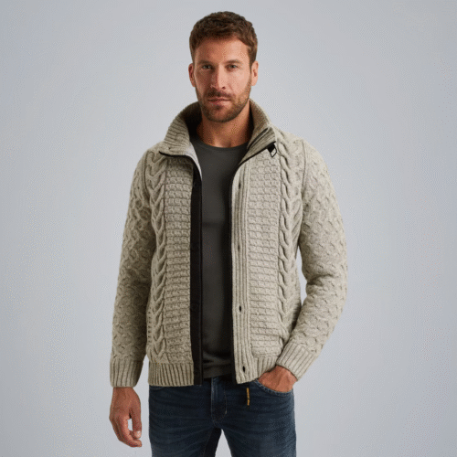 PME Zip jacket heavy knit mixed yarn