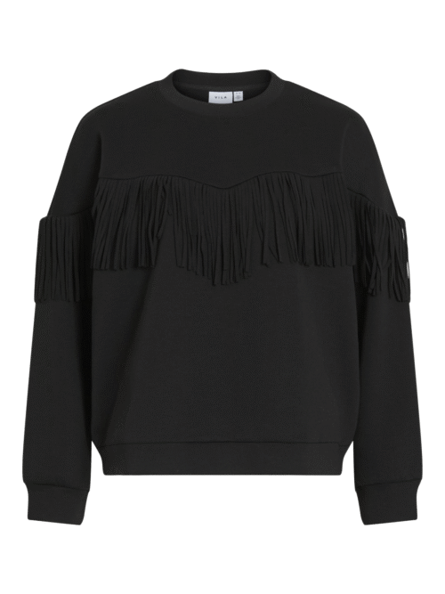 VILA VIREFLECT L/S O-NECK FRINGE SWEATSH